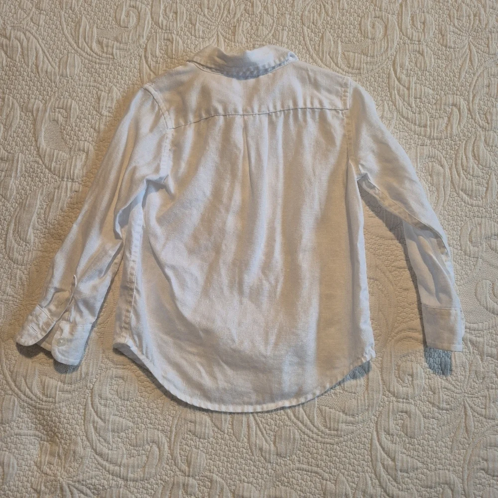 Janie and Jack boys size 3 white 100% linen shirt, EEUC looks & feels new - Picture 2 of 4
